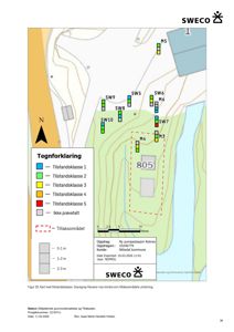 Kart som viser tilstandsklasser og tiltaksområde for et prosjekt, med en tegnforklaring og oppdragsinformasjon.