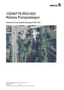 Flyfoto eller kartutsnitt som viser området rundt Rotnes Pumpestasjon, inkludert veier og beplantning.