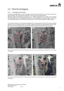 Historiske flyfoto fra 1946, 1976, 2002 og 2023 som viser endringer i et område over tid.