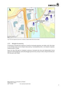 Et kart som viser registrerte kulturminner i nærheten av et tiltaksområde, inkludert en rød rute og områder merket med 'Haugestad'.