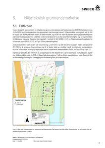 Kart over et tilsiktsområde med plassering av prøvepunkter og en pumpestasjon.