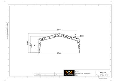 En teknisk snittegning (skisse) av en halgrupsen med angitte mål og konstruksjonsdetaljer.