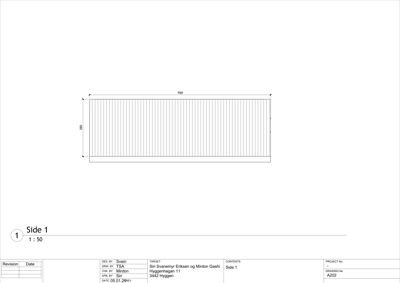 En teknisk tegning som viser en detaljert fasade eller et panel med mål (900x350) og stiplede linjer som indikerer paneler eller lister.