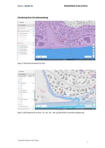 Bildet viser to skjermbilder av et digitalt kart (NVE Aktsomhetskart) som illustrerer flomrisiko og årstrømmer for et område.