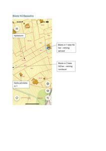 Et digitalt kart (trollteknisk kart) med markerte punkter og instruksjoner for å ta bilder fra spesifikke retninger.