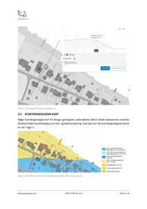 Kart over kvartærgeologiske løsmasser og terrengprofil i et byggeområde