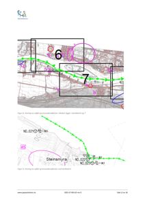 Situasjonsplan eller kartvisning som viser grunnundersøkelser, med kartbladsreferanser (6 og 7) og topografiske detaljer.
