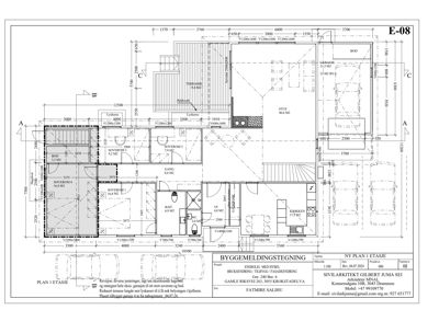 Etasjeplan (1. etasje) med romfordeling, mål og funksjonsbeskrivelse.
