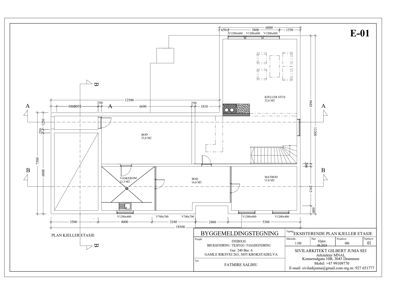 Etasjeplan for kjelleretasje med romfordeling og mål.