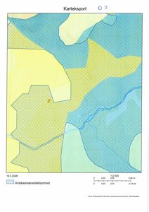 Kart med arealplanlegging (KvikkleireskredAktsomhet) og skala.