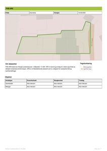 Et kart som viser arealdata, sannsynligvis fra FKB-ARS, med en grønn omrisset av en bebyggelse og en beige omrisset av samferdsel.