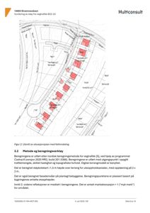 Utsnitt av situasjonsplan som viser feltinndeling med arealoppdelinger (A=...) og bygningstyper (B=...).