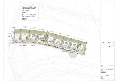 Situasjonsplan som viser tomtedeling, arealoppdelinger og bygningers plassering på et tomt.