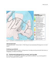 Et løsmassekart over et område med en nøkkel som forklarer ulike geologiske lag og deres egenskaper.