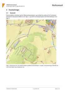 Kartutsnitt (norgeskart) som viser topografi, veier og plassering av et felt i Strømmesåsen.