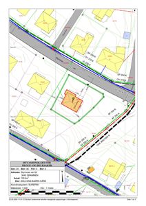 Situasjonskart som viser tomtens plassering i forhold til nabolag, veier og infrastruktur.