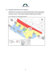 Støysonekart som viser bygningsplassering, støysoner og anbefalt støykjerming.