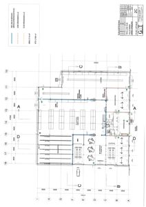 Etasjeplan (Plan 1. etasje) som viser romfordeling, veggposisjon og mål for en bygning.