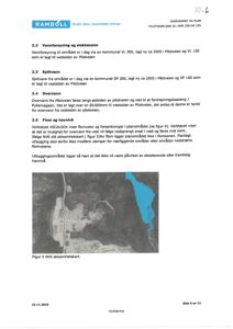 Et flyfoto eller satellittbilde som viser et område med veier og bebyggelse, inkludert en oversikt over vannveier og havnivå.