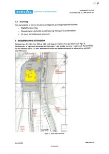 Situasjonsplan som viser eiendomsgranser, veioppsett og eksisterende bygninger.