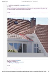 Fotografi av en eksisterende bygning med et tak som er under diskusjon i en e-post om en byggesak.