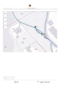 Eiendomskart som viser eiendomsnummer, tomtegrenser, veier og topografi.