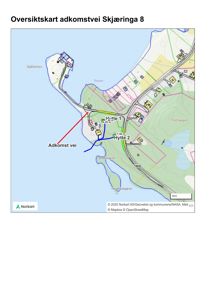 Oversiktskart som viser tomtens beliggenhet i forhold til veier og nabolag.