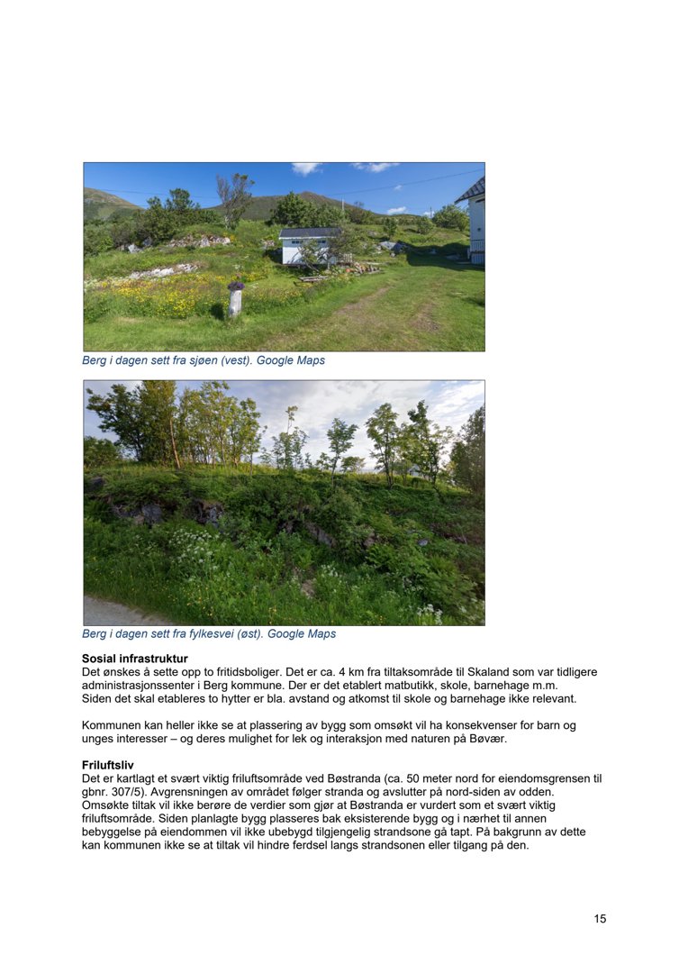 To fotografier av et landskap med en bygning ved vannet, inkludert tekster som beskriver området.