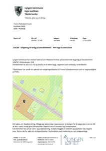 Et situasjonskart som viser eiendommen 124/30 med en markert tomt (rødt) og nabolag.