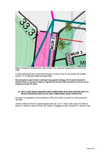 Et utklipp fra en situasjonsplan som viser murer (MUR 2, MUR 3), eiendomsgrenser og arealoppdelinger.