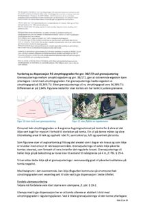 Bildet viser en side fra en rapport eller en byggesak. Det inneholder mye tekst om grensejustering, to små innleverte bilder (en kartutsnitt og et flyfoto), og en sidefot. Det er ingen store arkitektoniske tegninger.