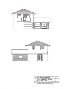 Tegning som viser fasadeopprikk (Nord og Sør) for en bolig.