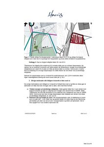 Bildet viser en situasjonsplan (tomteplan) med tegnet opp en mur (MUR 2) og en vei. Det er også vist avstandsmålinger (4.0, 38.92) og en skisse av et tre. Teksten under bekrefter at det er et utklipp fra situasjonsplanen.