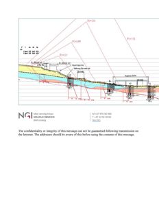 Snittegning som viser grunnforhold, grunnmurkonstruksjon og nivåer i forhold til terreng.