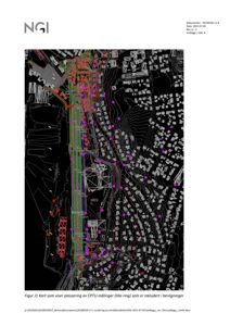 Kart som viser plassering av CPTU-målinger (lilla ring) inkludert i beregninger for områdestabilitet.