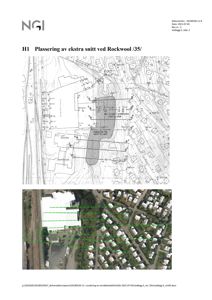 Bildet viser en situasjonsplan (øvre del) og et flyfoto (nedre del) som viser tomtens beliggenhet i forhold til nabolaget og infrastruktur.