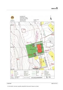 Situasjonskart som viser tomtens beliggenhet, grenser, naboeiendommer og topografi.