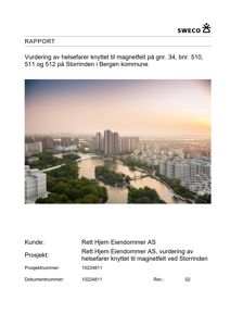 Fotografi av et bylandskap med høyhus, en elv og broer, sannsynligvis en rendering eller illustrasjon brukt i en rapport.