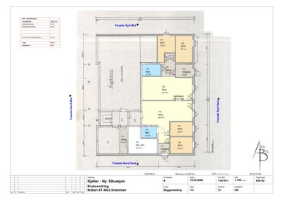 Etasjeplan som viser romfordeling, arealer og funksjoner i et hus.