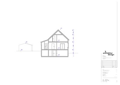 Snittegning (SNITT A) som viser bygningens indre oppbygning, høyder og romfordeling.