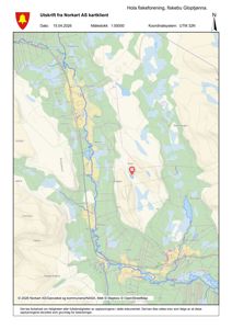 Kartutsnitt fra Norkart som viser topografi, vegnett og bebyggelse i Gloppen kommune med fokus på Holta.