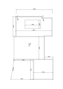 Etasjeplan eller grunnplan med romfordeling, dimensjoner og merking av 'Eks. garage'.