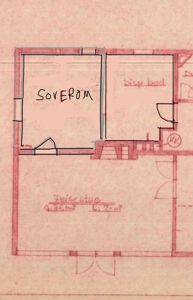 Etasjeplan med rombetegnelser som 'Soverom', 'disp bod' og 'Peisestue'.