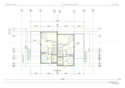 Etasjeplan (2. etasje) som viser romfordeling, møblering og dimensjoner for en bolig.