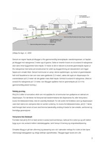 Utklipp fra tegning nr. 3400 som viser et snitt gjennom et tilbygg og nabogrense, med høydemål og terrengprofil.