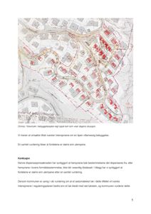 Et kart (omriss/fotatrykk) som viser dagens situasjon for et bebyggelsesområde, inkludert eksisterende bygninger og infrastruktur.