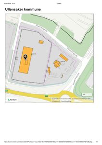 Kommunekart som viser tomtens beliggenhet i forhold til veier (Edvard Griegs veg) og E16.