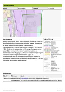 Et reguleringsplan (kart) som viser et avgrenset område med arealbruksinndeling (farger) og en grønn ramme rundt planområdet.