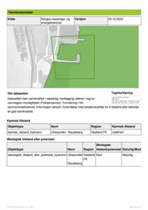 Kart over vannforekomster og vassdrag i området Ulvesundet - Raudeberg, inkludert en grønn markert soner.