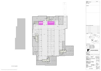 Etasjeplan (1. etasje) som viser romfordeling, vegger og innganger for FREDRIKSBORG TORG.